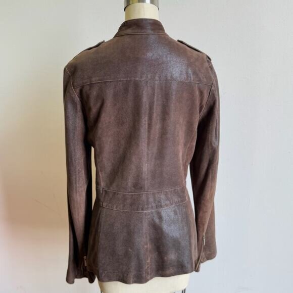 JOSEPH Brown Sueded Leather Biker Aviator Jacket - Picture 3 of 12